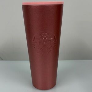 Starbucks Tumbler Rose Gold Cup 24oz Stainless Steel Embossed Pink Glitter